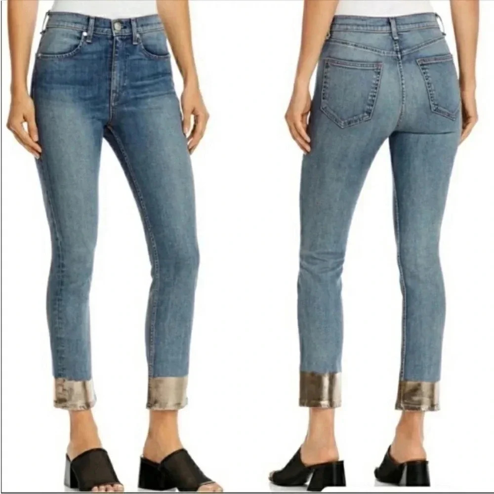 Rag & Bone Bilbury metallic straight skinny  denim